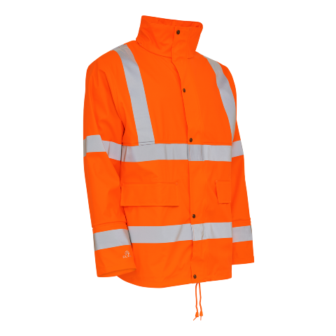 Dry Zone Visible PU Regnjakke Hi-Vis med refleksstriber